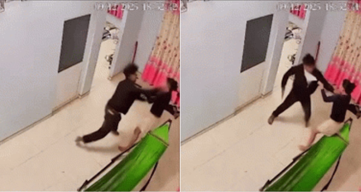 Chồng t&uacute;m t&oacute;c đ&aacute;nh vợ d&atilde; man mặc con nhỏ nằm giữa nh&agrave; kh&oacute;c th&eacute;t, người phụ nữ &ocirc;m con bỏ chạy