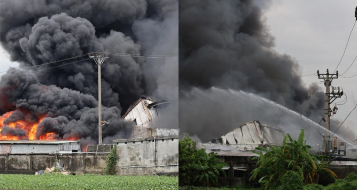 Ch&aacute;y lớn Hải Ph&ograve;ng b&ugrave;ng ph&aacute;t dữ dội tại c&ocirc;ng ty gi&agrave;y da, kh&oacute;i đen cuồn cuộn bao tr&ugrave;m nh&agrave; xưởng rộng ngh&igrave;n m&eacute;t vu&ocirc;ng