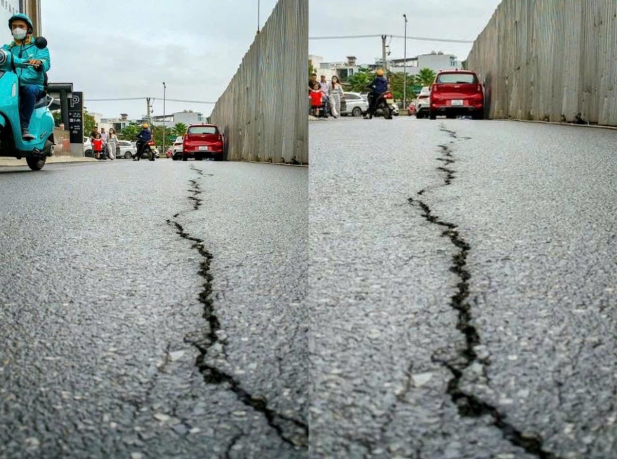 Diễn biến mới vụ hố s&acirc;u nuốt chửng &ocirc; t&ocirc; ở Đ&agrave; Nẵng: Xuất hiện ch&ugrave;m vết nứt k&eacute;o d&agrave;i h&agrave;ng chục m&eacute;t