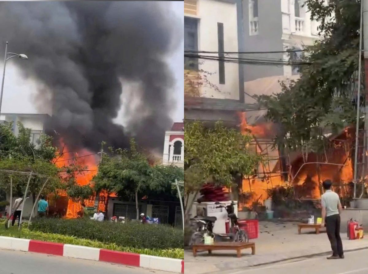 Qu&aacute;n thịt ch&oacute; \'triệu view\' TikTok ở L&agrave;o Cao bốc ch&aacute;y dữ dội, c&ocirc;ng an v&agrave;o cuộc điều tra