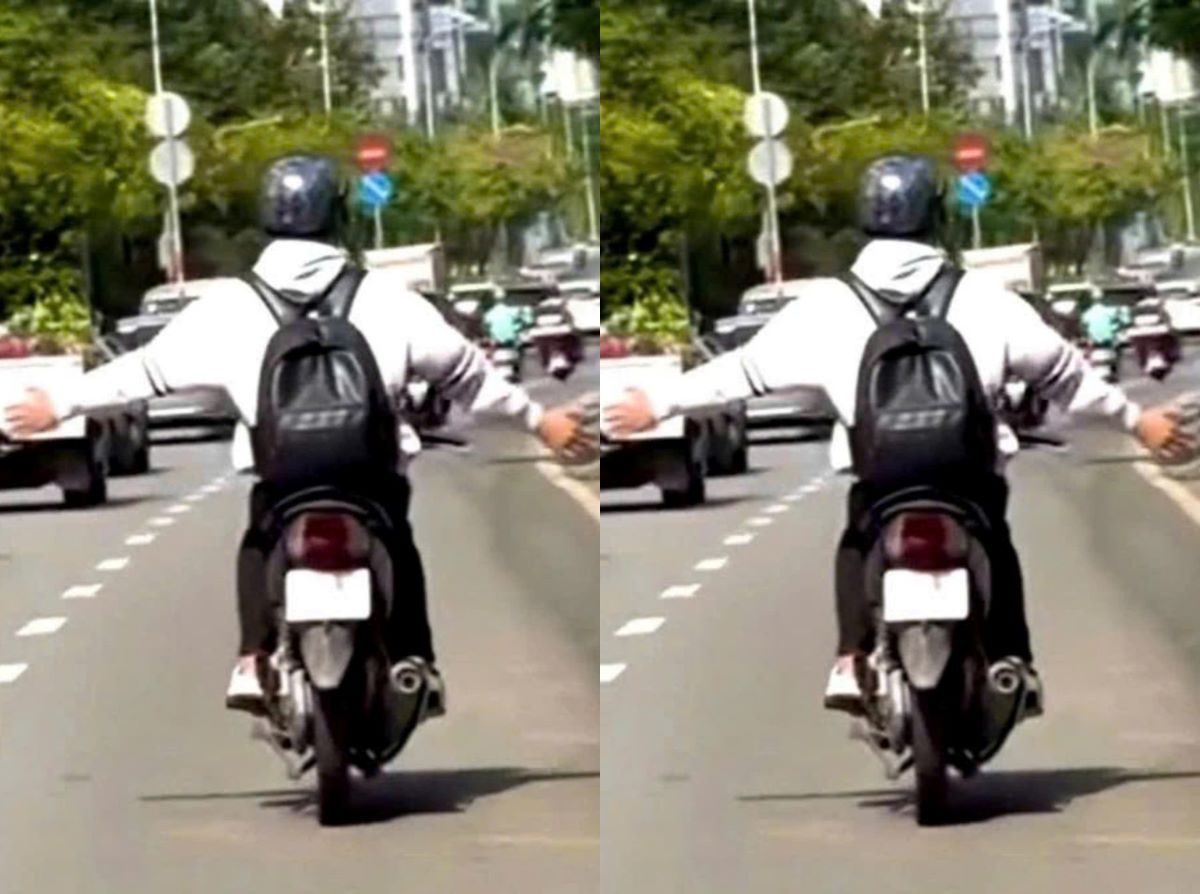 Th&oacute;t tim cảnh nam thanh ni&ecirc;n bu&ocirc;ng cả hai tay khi chạy xe m&aacute;y, thừa nhận một l&yacute; do g&acirc;y phẫn nộ