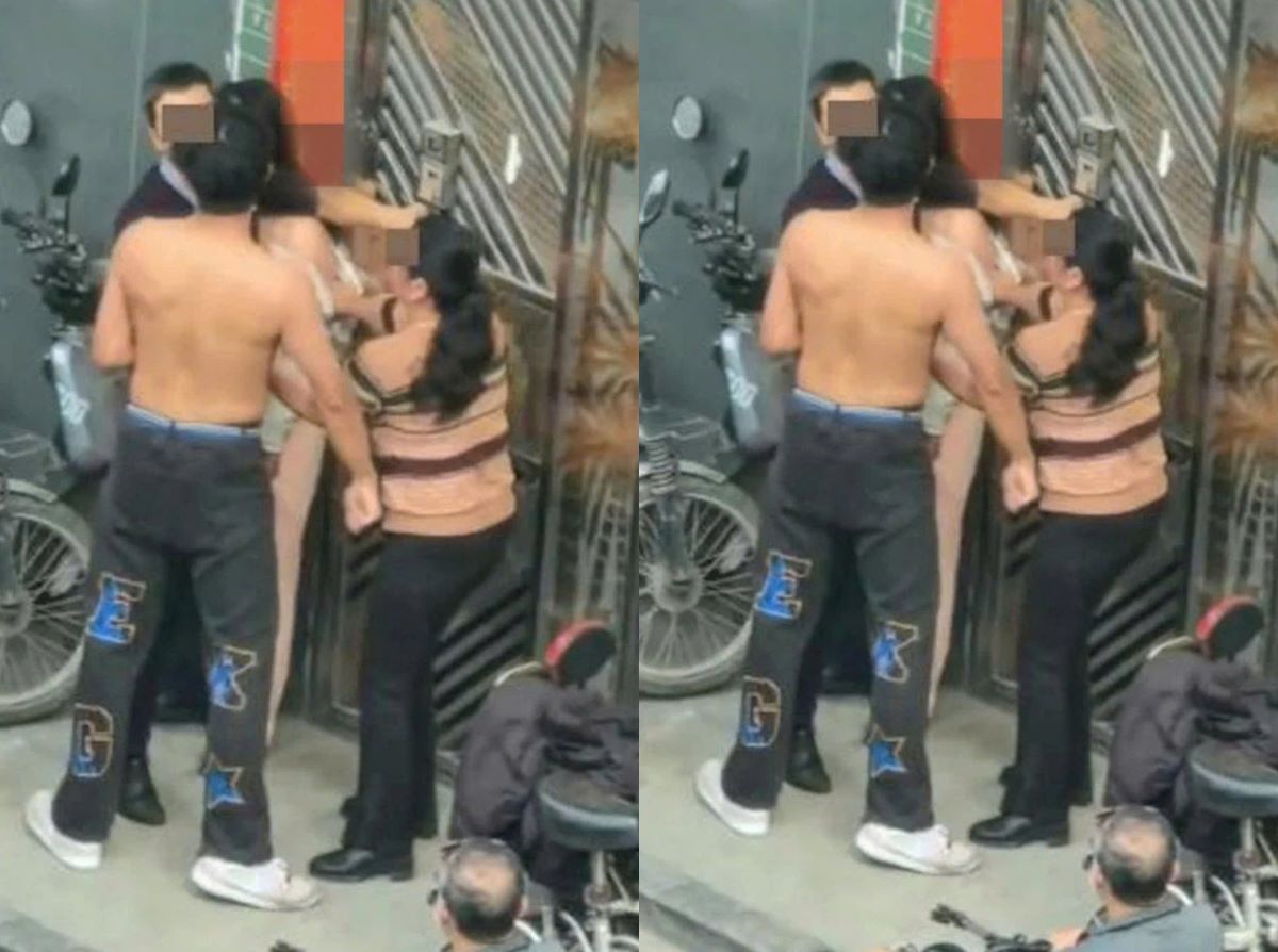 Bắt quả tang bố ngoại t&igrave;nh với người y&ecirc;u con trai, gia đ&igrave;nh hỗn chiến ngay giữa phố