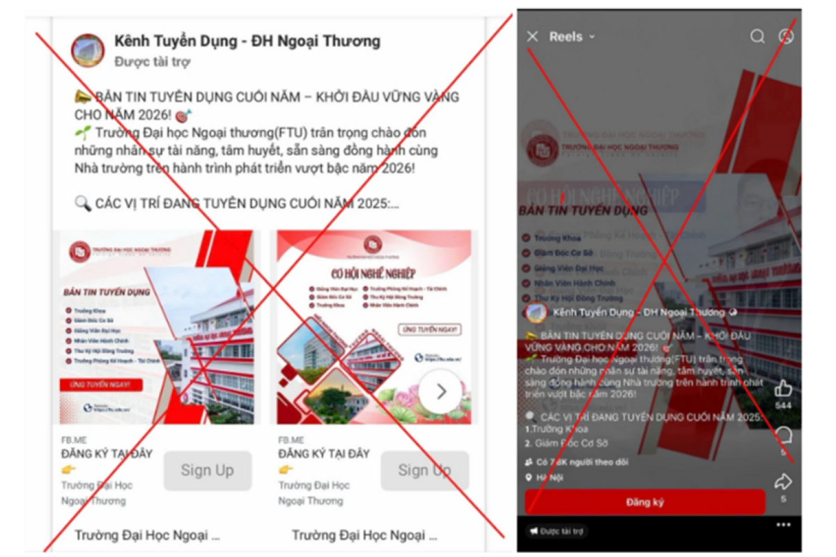 Mạo danh Đại học Ngoại thương tuyển dụng cấp cao: Nh&agrave; trường ph&aacute;t cảnh b&aacute;o khẩn
