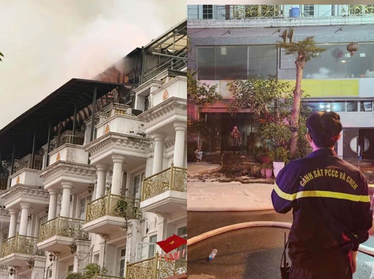 H&agrave; Nội: Ch&aacute;y m&aacute;i nhựa d&atilde;y biệt thự Gleximco, kh&oacute;i lửa bốc cao