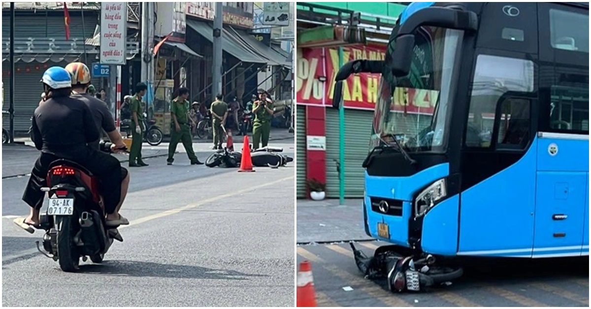 Va chạm nghi&ecirc;m trọng giữa xe m&aacute;y v&agrave; xe kh&aacute;ch khiến người đ&agrave;n &ocirc;ng tử vong ở TP.HCM