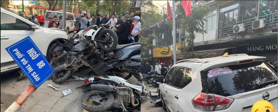 Hiện trường g&acirc;y &aacute;m ảnh vụ nữ t&agrave;i xế thi bằng l&aacute;i xe &lsquo;9 lần mới đỗ&rsquo; g&acirc;y tai nạn li&ecirc;n ho&agrave;n ở H&agrave; Nội