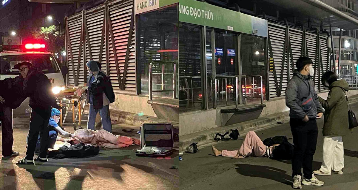 Hiện trường tai nạn gần nh&agrave; chờ BRT rạng s&aacute;ng 1/1, người đi xe m&aacute;y bất tỉnh giữa đường