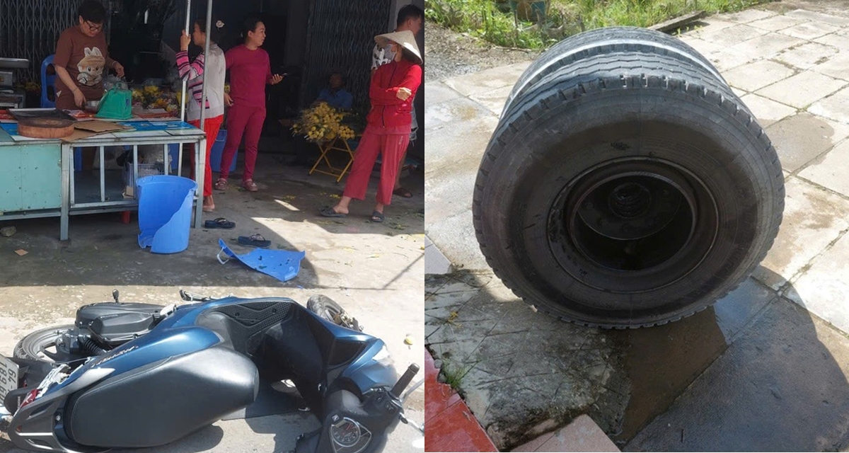 Lạnh người khoảnh khắc b&aacute;nh xe bay thẳng v&agrave;o 2 người phụ nữ đứng b&ecirc;n đường, h&eacute; lộ t&igrave;nh h&igrave;nh nạn nh&acirc;n