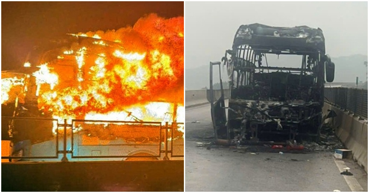 Xe kh&aacute;ch bốc ch&aacute;y dữ dội tr&ecirc;n cao tốc Diễn Ch&acirc;u - B&atilde;i Vọt, nam sinh lớp 12 tử vong, h&eacute; lộ nguy&ecirc;n nh&acirc;n đau l&ograve;ng