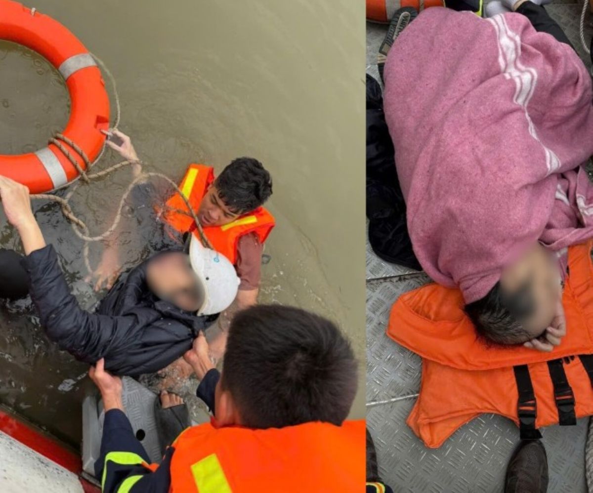 Hiện trường hỗn loạn cứu vớt người đ&agrave;n &ocirc;ng nhảy cầu Vĩnh Tuy, H&agrave; Nội giữa thời tiết gi&aacute; r&eacute;t