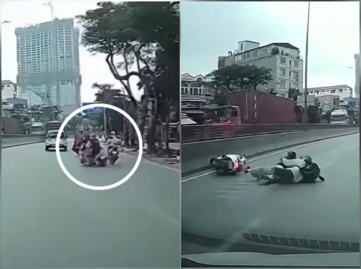 Phẫn nộ khoảnh khắc xe m&aacute;y rẽ ẩu g&acirc;y tai nạn su&yacute;t chết người, t&agrave;i xế thản nhi&ecirc;n bỏ đi