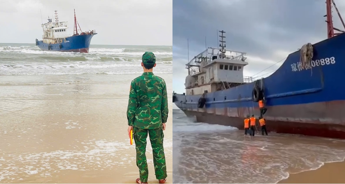 Ph&aacute;t hiện &lsquo;t&agrave;u ma&rsquo; mắc cạn ở Quảng Ng&atilde;i, tr&ecirc;n t&agrave;u c&oacute; nhiều dấu vết bất thường 