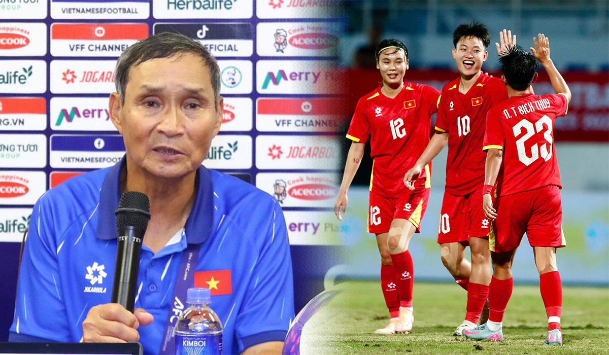 HLV Mai Đức Chung c&oacute; động th&aacute;i g&acirc;y ch&uacute; &yacute;, thuyền trưởng ĐT nữ Việt Nam \'đ&atilde;i c&aacute;t t&igrave;m v&agrave;ng\'