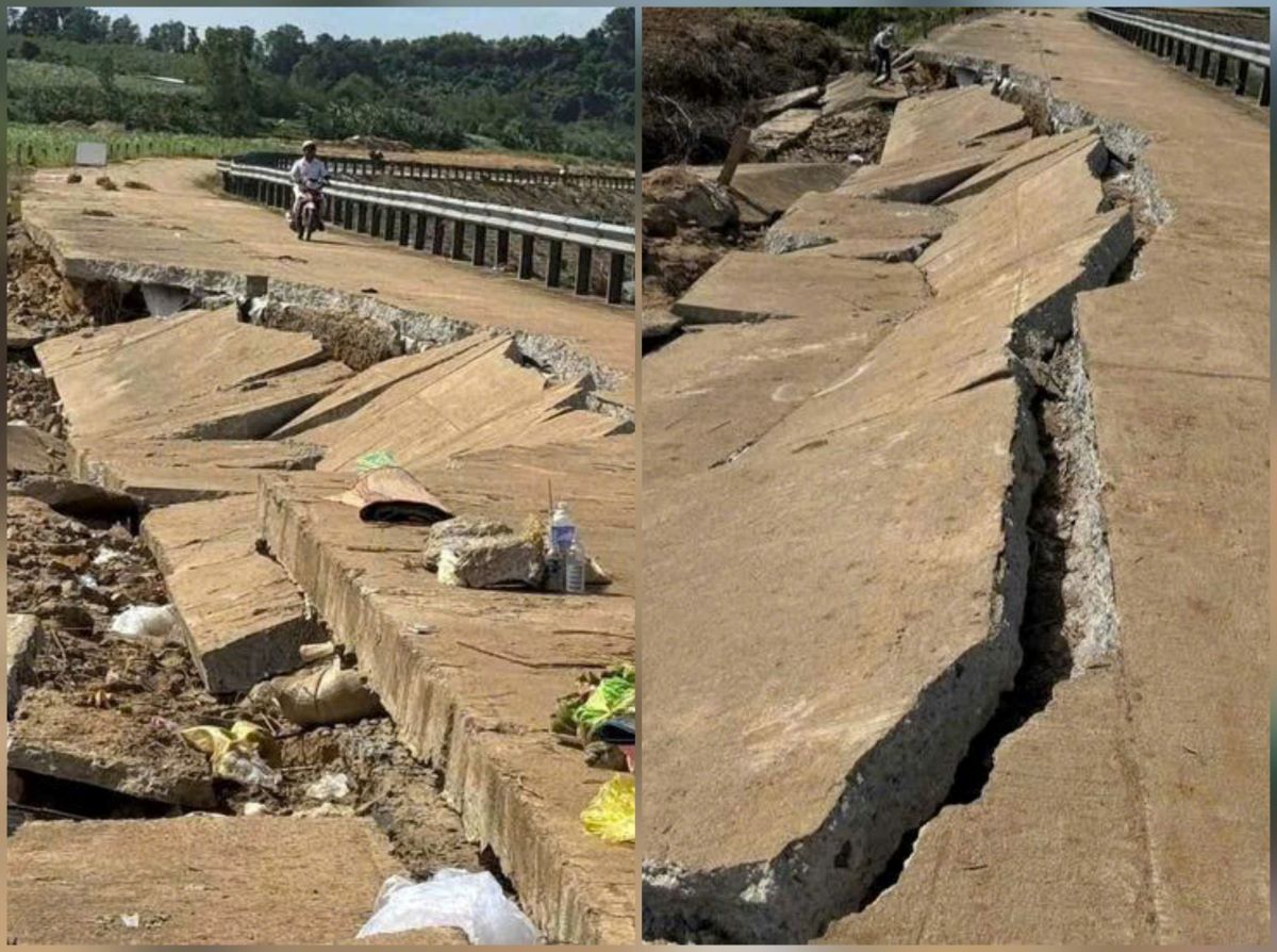 Vụ sập bờ k&egrave; s&ocirc;ng Ba ở Đắk Lắk: Lộ hiện trường tan hoang sau thảm kịch cướp 4 sinh mạng