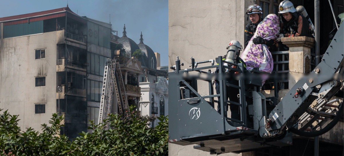 Cập nhật t&igrave;nh h&igrave;nh vụ ch&aacute;y nh&agrave; 7 tầng ở H&agrave; Nội: 2 người tử vong, l&yacute; do đ&aacute;m ch&aacute;y kh&oacute; được dập tắt