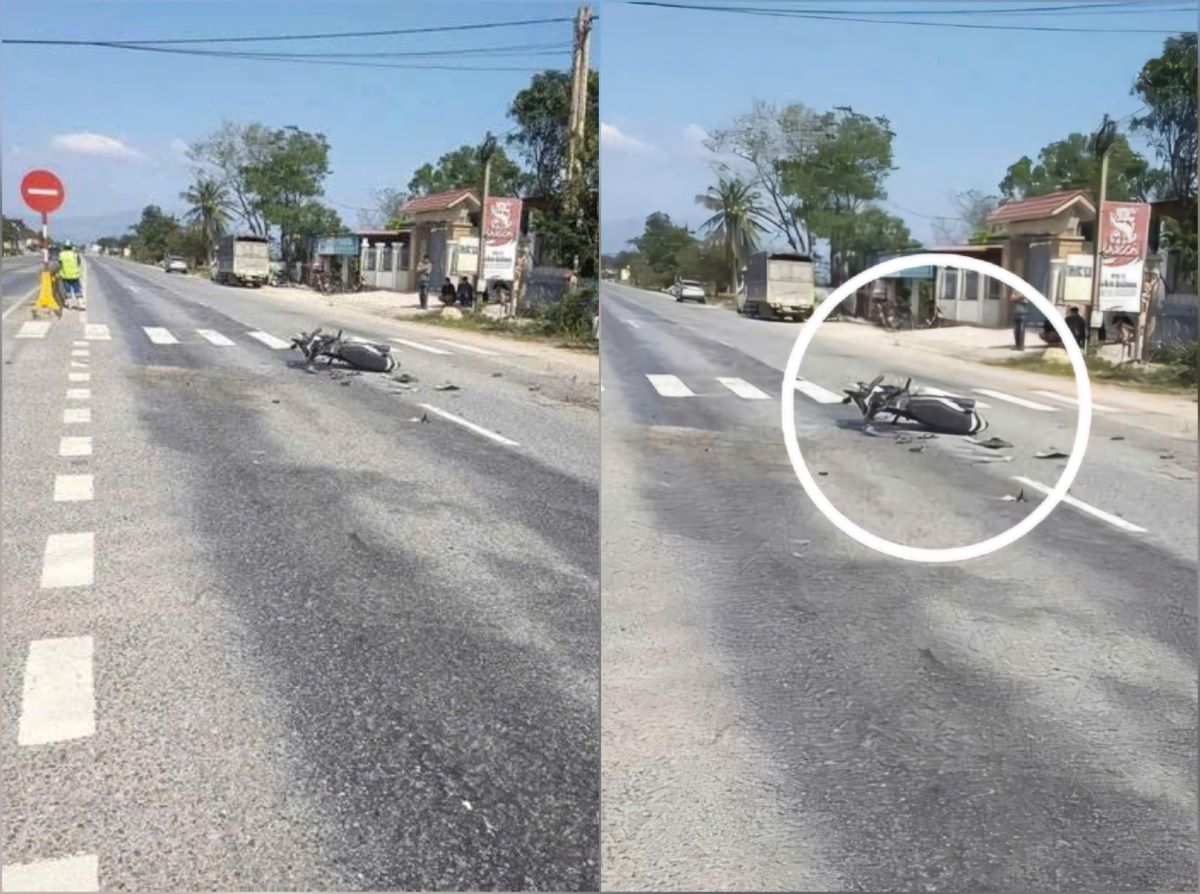 Hiện trường vụ xe m&aacute;y kẹp ba gặp nạn tr&ecirc;n Quốc lộ 1: C&aacute;c nạn nh&acirc;n ti&ecirc;n lượng nặng, cấp cứu khẩn cấp