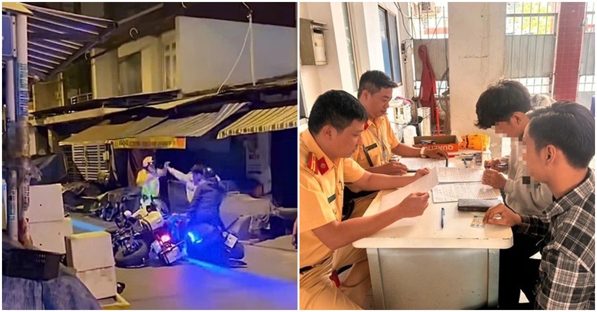 Camera ghi lại h&agrave;nh vi kh&ocirc;ng thể chấp nhận của 2 thanh ni&ecirc;n với CSGT TPHCM, vi phạm loạt lỗi sai