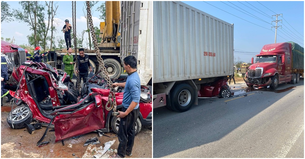 Tai nạn kinh ho&agrave;ng ở H&agrave; Tĩnh: &Ocirc; t&ocirc; con bị v&ograve; n&aacute;t nằm trong gầm xe tải, h&eacute; lộ t&igrave;nh h&igrave;nh 3 nạn nh&acirc;n