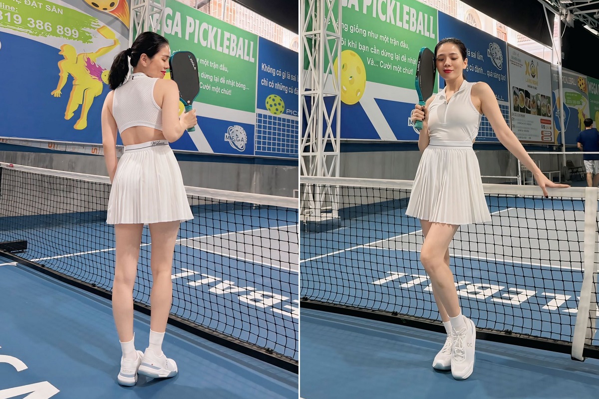 Lệ Quy&ecirc;n g&acirc;y sốt tr&ecirc;n s&acirc;n pickleball trước l&ugrave;m x&ugrave;m ph&aacute;t ng&ocirc;n, v&oacute;c d&aacute;ng tuổi U50 nhiều người mơ ước