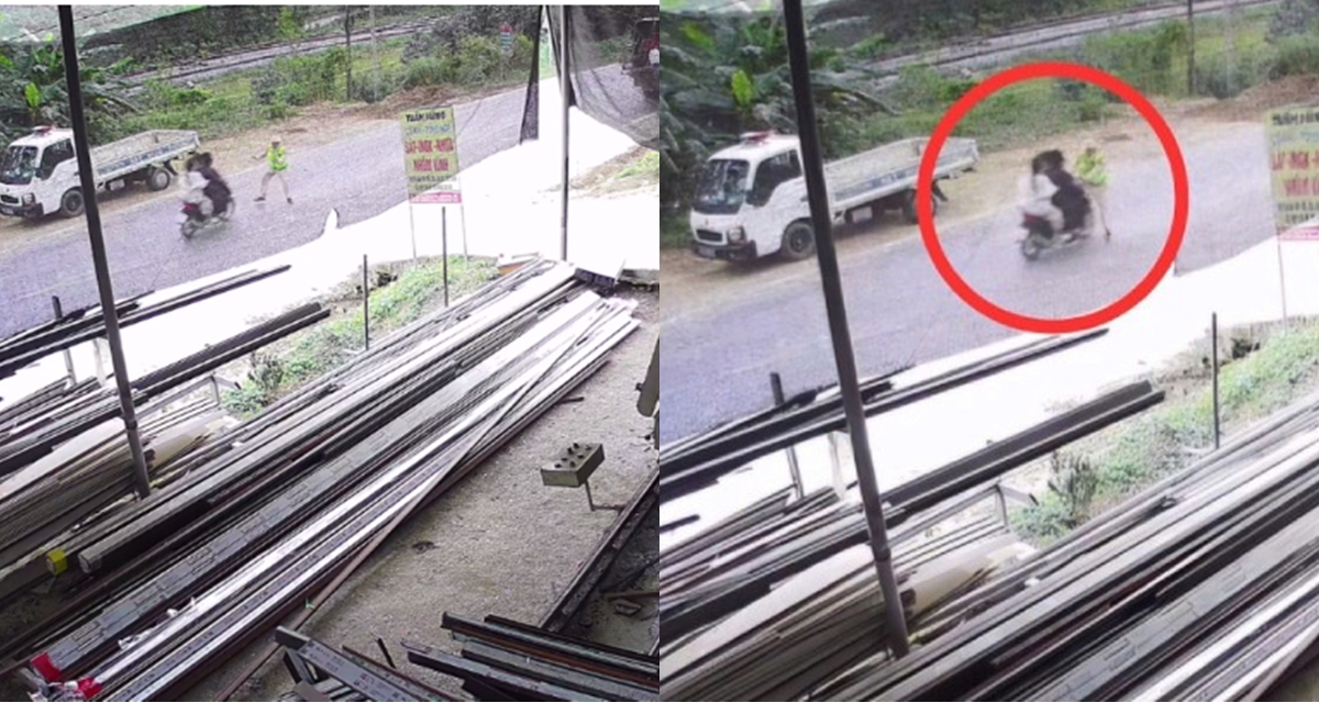 T&igrave;nh h&igrave;nh Thượng &uacute;y CSGT ở Quảng Trị sau khi bị xe m&aacute;y chở 3 hất văng, camera ghi lại cảnh tượng phẫn nộ