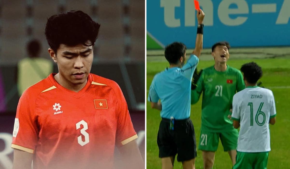 Phạm L&yacute; Đức nhận thẻ đỏ tai hại, U23 Việt Nam thiết lập kỷ lục \'đ&aacute;ng xấu hổ\' ở VCK U23 ch&acirc;u &Aacute;