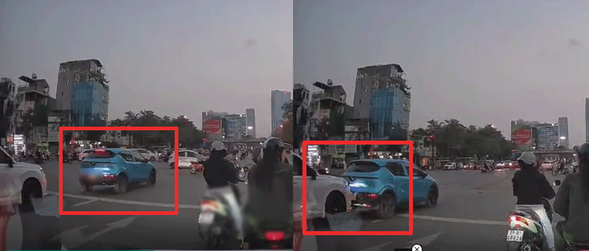 H&agrave; Nội: C&aacute;i kết &lsquo;đắng&rsquo; cho t&agrave;i xế &ocirc; t&ocirc; vượt đ&egrave;n đỏ, thấy CSGT liền hoảng loạn l&ugrave;i xe g&acirc;y va chạm mạnh