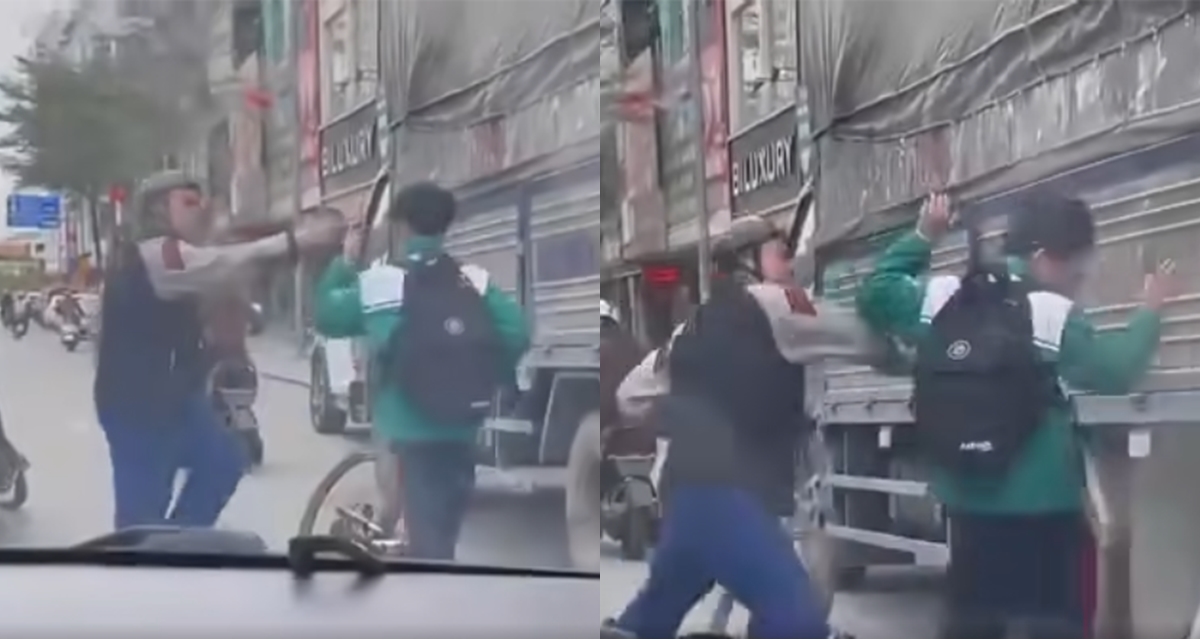 Quảng Ninh: Nam sinh bị người đ&agrave;n &ocirc;ng đ&aacute;nh d&atilde; man sau va chạm, camera ghi lại h&igrave;nh ảnh g&acirc;y phẫn nộ
