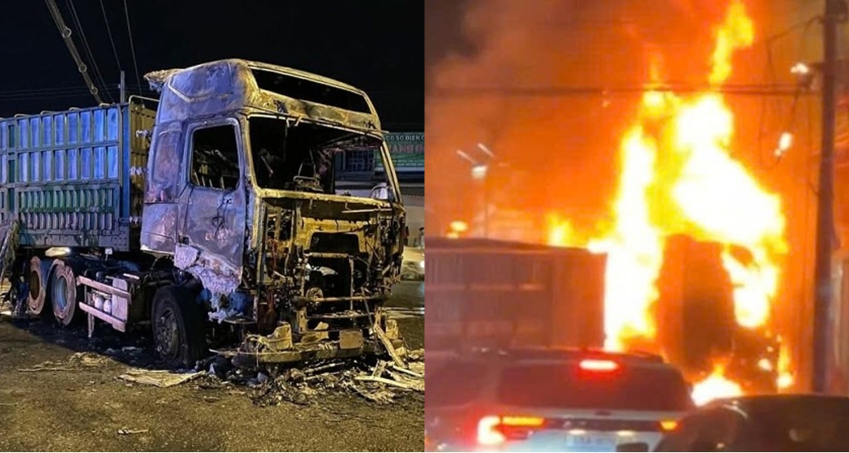 Container bốc ch&aacute;y sau va chạm với xe m&aacute;y, b&eacute; trai 6 tuổi bị mắc kẹt, h&eacute; lộ t&igrave;nh h&igrave;nh c&aacute;c nạn nh&acirc;n