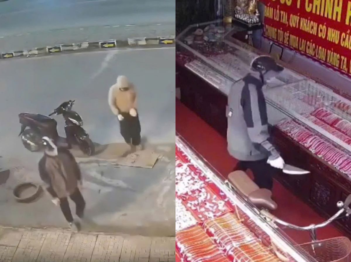 Kinh ho&agrave;ng khoảnh khắc hai đối tượng cầm dao đập k&iacute;nh, vơ v&eacute;t v&agrave;ng trong đ&ecirc;m ở Ninh B&igrave;nh