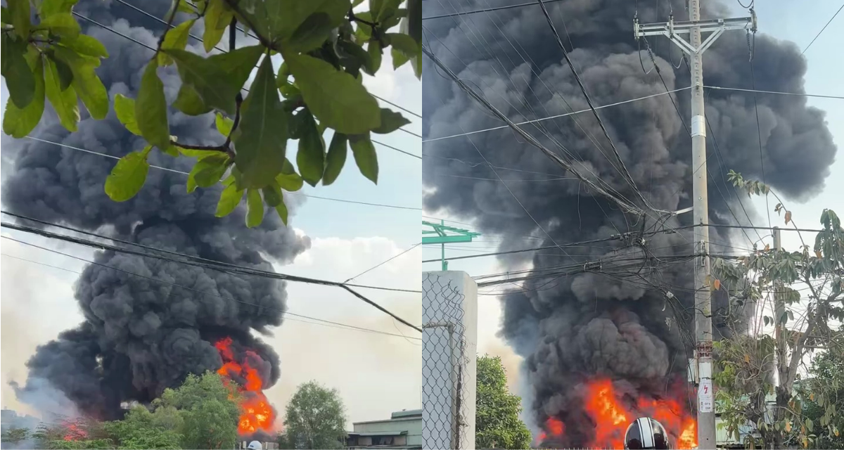 TP.HCM: Ch&aacute;y lớn nh&agrave; xưởng pallet nhựa, kh&oacute;i đen bốc cao h&agrave;ng chục m&eacute;t