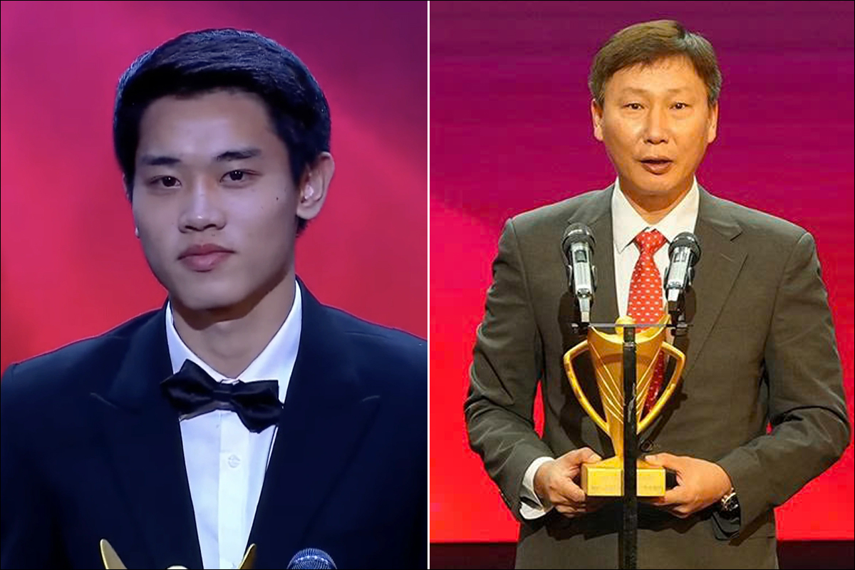 B&oacute;ng đ&aacute; Việt Nam bội thu danh hiệu tại C&uacute;p Chiến thắng, Đ&igrave;nh Bắc v&agrave; HLV Kim Sang-sik được vinh danh