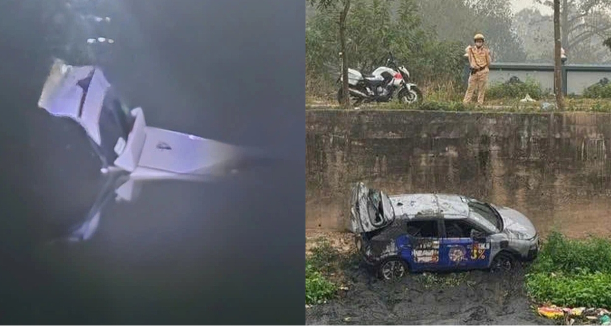 Hiện trường &ocirc; t&ocirc; lao xuống s&ocirc;ng Nhuệ, t&agrave;i xế tho&aacute;t chết thần kỳ, nguy&ecirc;n nh&acirc;n nhiều người dễ gặp phải