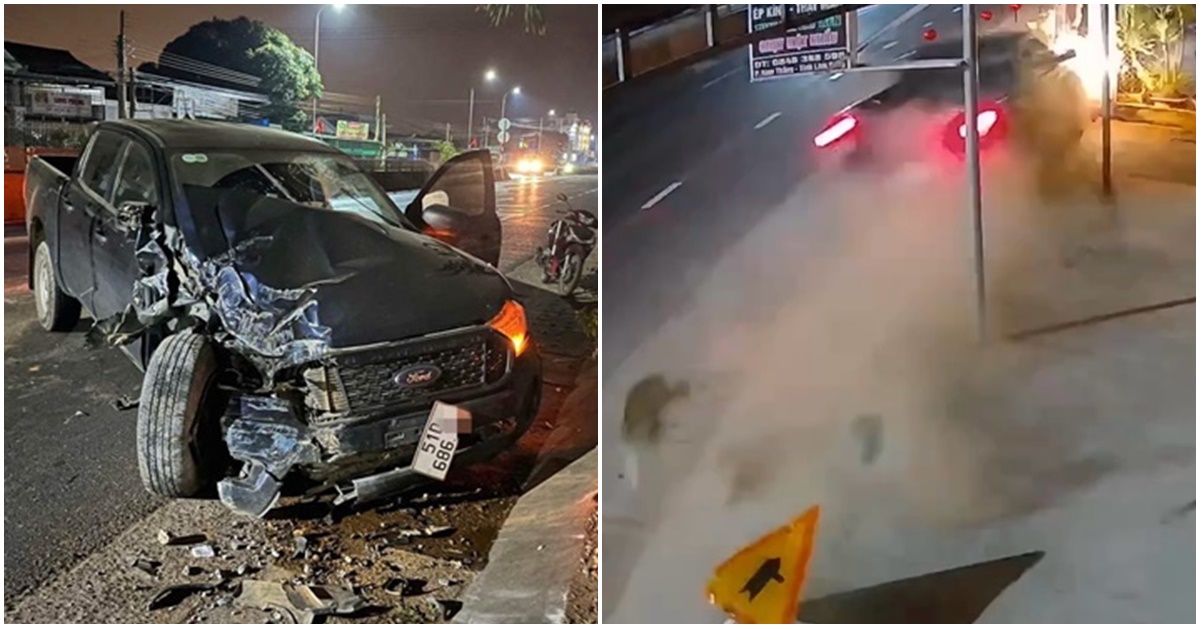 Tr&iacute;ch xuất camera cảnh &ocirc; t&ocirc; ph&oacute;ng như bay t&ocirc;ng g&atilde;y cột điện v&agrave; trụ cổng nh&agrave; d&acirc;n ven Quốc lộ 1