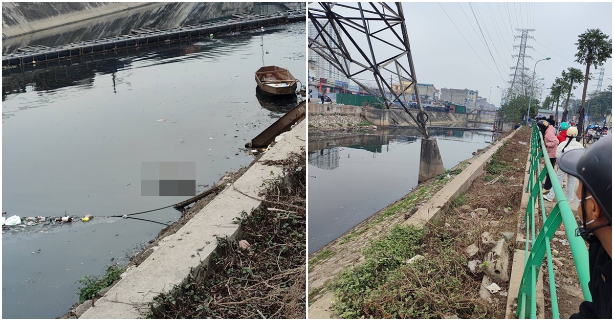 Người d&acirc;n b&agrave;ng ho&agrave;ng ph&aacute;t hiện thi thể người đ&agrave;n &ocirc;ng chết nổi tr&ecirc;n s&ocirc;ng T&ocirc; Lịch, gần nh&agrave; m&aacute;y xử l&yacute; nước thải Tam Trinh
