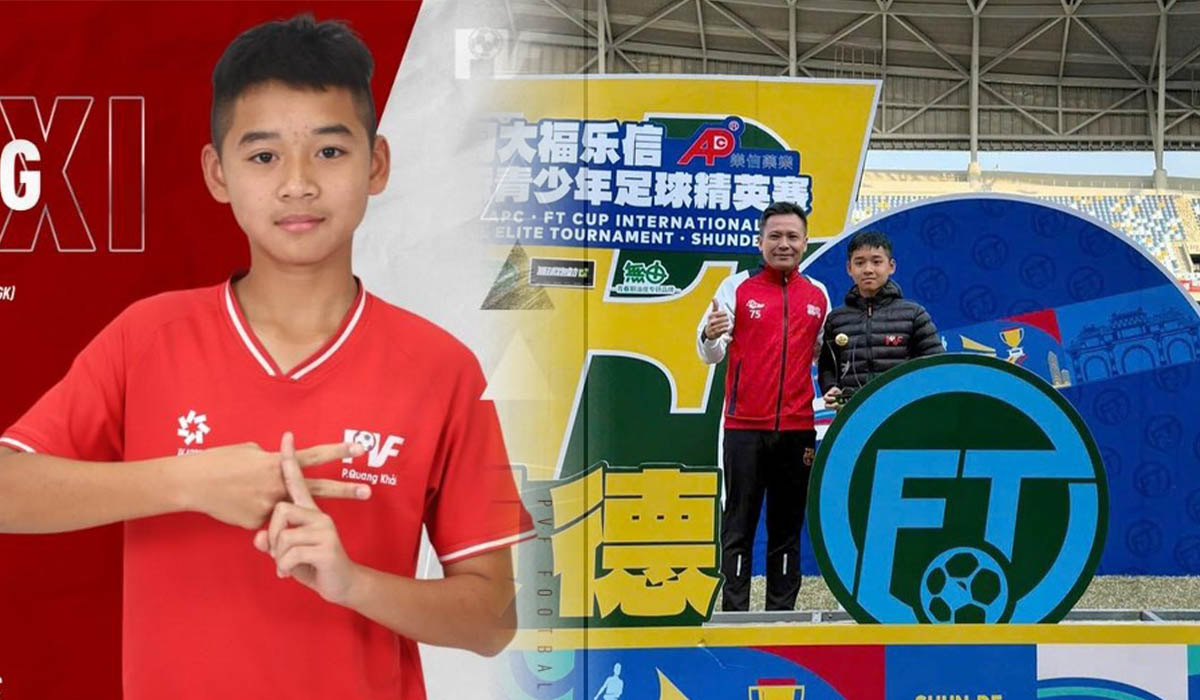 Khiến đội b&oacute;ng Trung Quốc \'kh&oacute;c th&eacute;t\', thần đồng Việt Nam đoạt danh hiệu Vua ph&aacute; lưới theo c&aacute;ch kh&oacute; tin