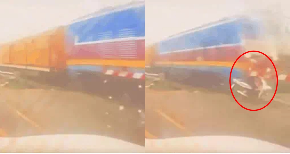 H&agrave; Nội: Người phụ nữ bị t&agrave;u hỏa h&uacute;c văng sau pha vượt đường sắt, camera ghi lại khoảnh khắc đ&aacute;ng sợ