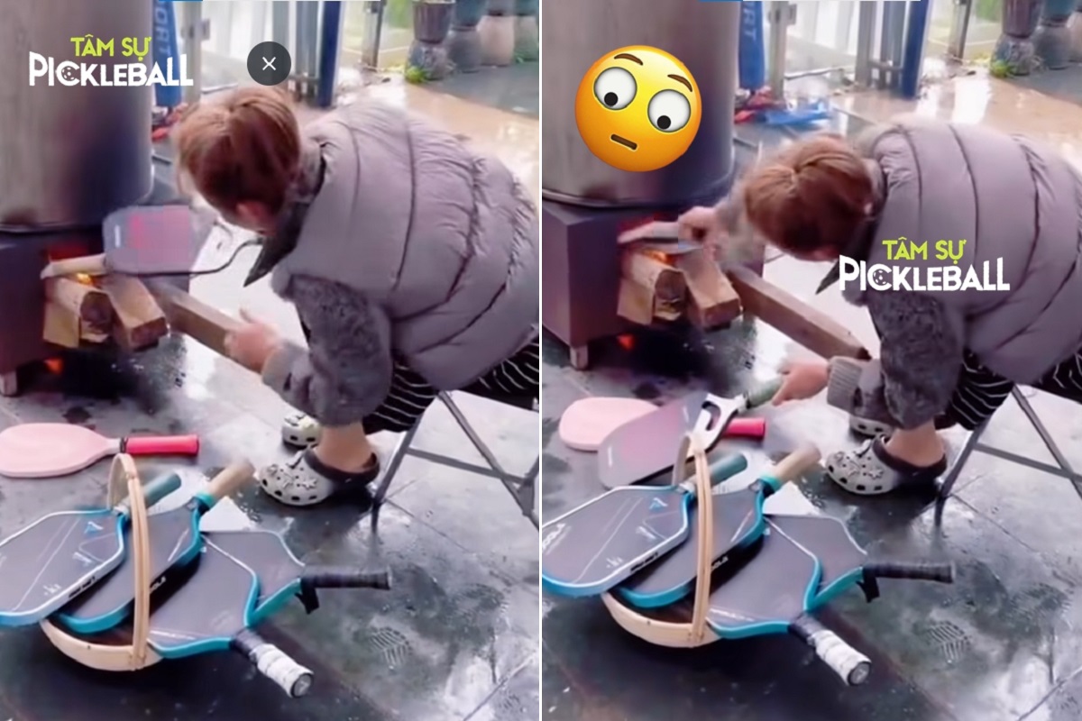 Vợ d&ugrave;ng vợt pickleball của chồng l&agrave;m củi nấu b&aacute;nh chưng ăn Tết, CĐM b&ugrave;ng nổ một c&acirc;u hỏi