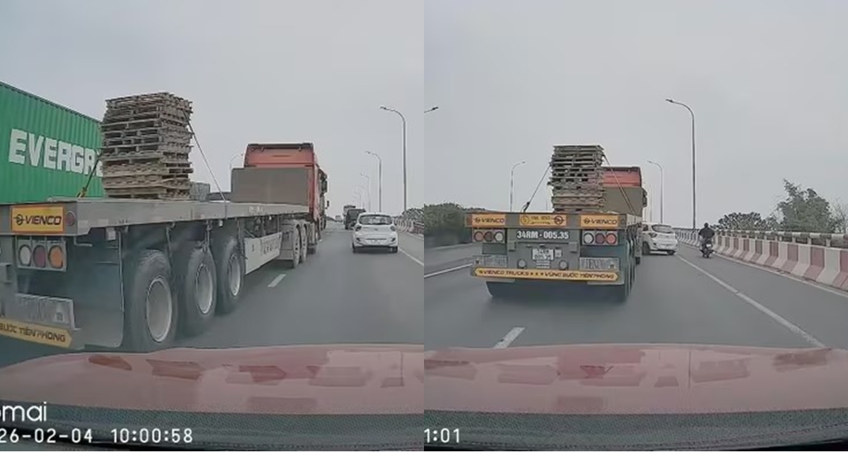 Tr&iacute;ch xuất camera vụ xe đầu k&eacute;o vượt ẩu t&ocirc;ng &ocirc; t&ocirc; con xoay 180 độ, văng v&agrave;o th&agrave;nh cầu ở QL5