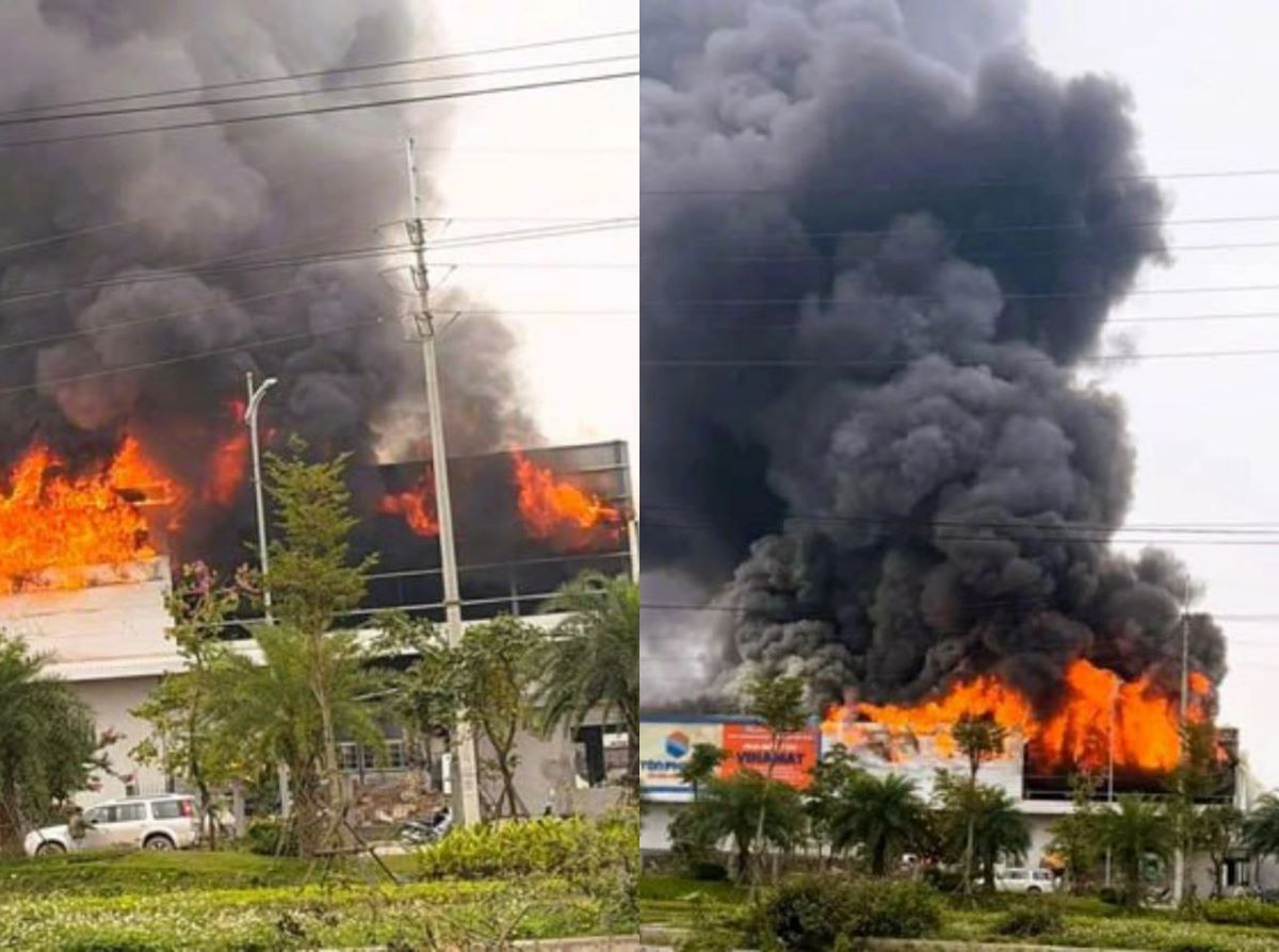 Cận cảnh hiện trường vụ ch&aacute;y cụm c&ocirc;ng nghiệp Ninh B&igrave;nh: Kh&oacute;i đen ng&ugrave;n ngụt, thiệt hại ra sao?