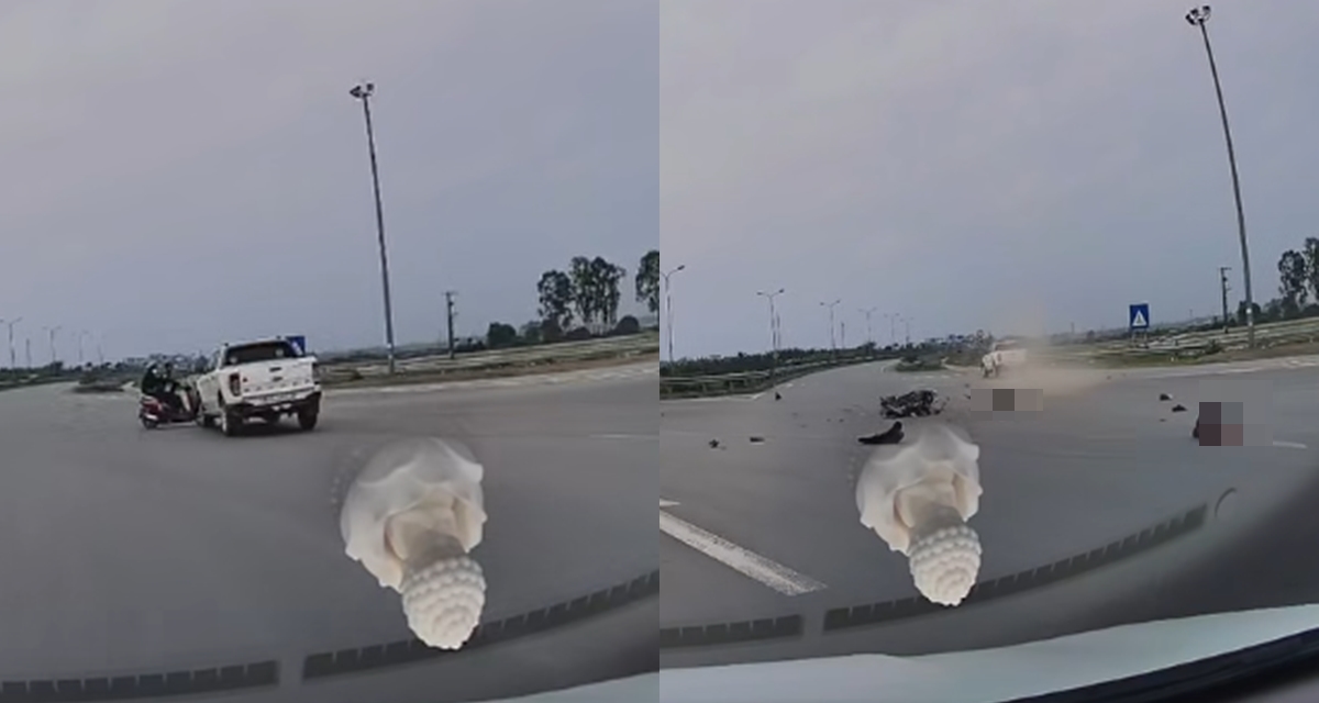 Hưng Y&ecirc;n: Xe m&aacute;y vỡ n&aacute;t sau khi t&ocirc;ng thẳng v&agrave;o &ocirc; t&ocirc;, camera ghi lại t&igrave;nh huống g&acirc;y tranh c&atilde;i, ai l&agrave; người c&oacute; lỗi?