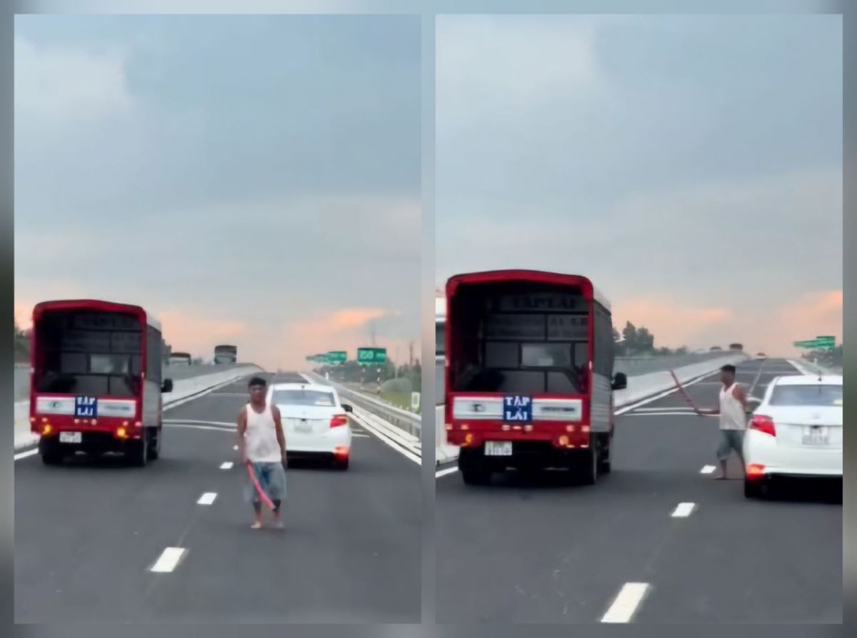 Thực hư clip người đ&agrave;n &ocirc;ng cầm vật lạ chặn đứng &ocirc; t&ocirc; tr&ecirc;n cao tốc Cần Thơ &ndash; C&agrave; Mau