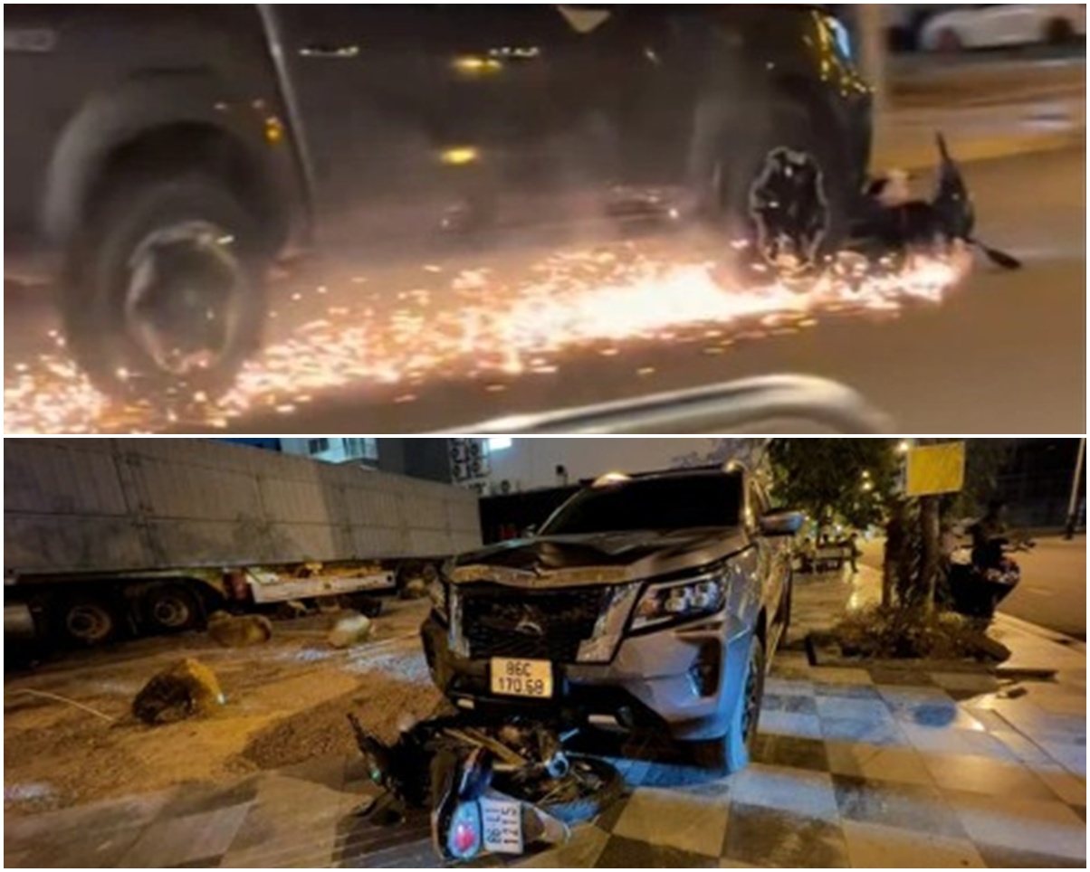 Vụ &ocirc; t&ocirc; t&ocirc;ng chết người vẫn tiếp tục chạy, k&eacute;o l&ecirc; xe m&aacute;y bốc lửa suốt gần 1 km g&acirc;y x&ocirc;n xao dư luận