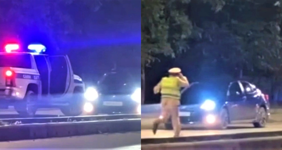 Rầm rộ clip t&agrave;i xế ở H&agrave; Tĩnh th&ocirc;ng chốt CSGT như phim h&agrave;nh động, bị chặn đầu vẫn luồn l&aacute;ch bỏ chạy