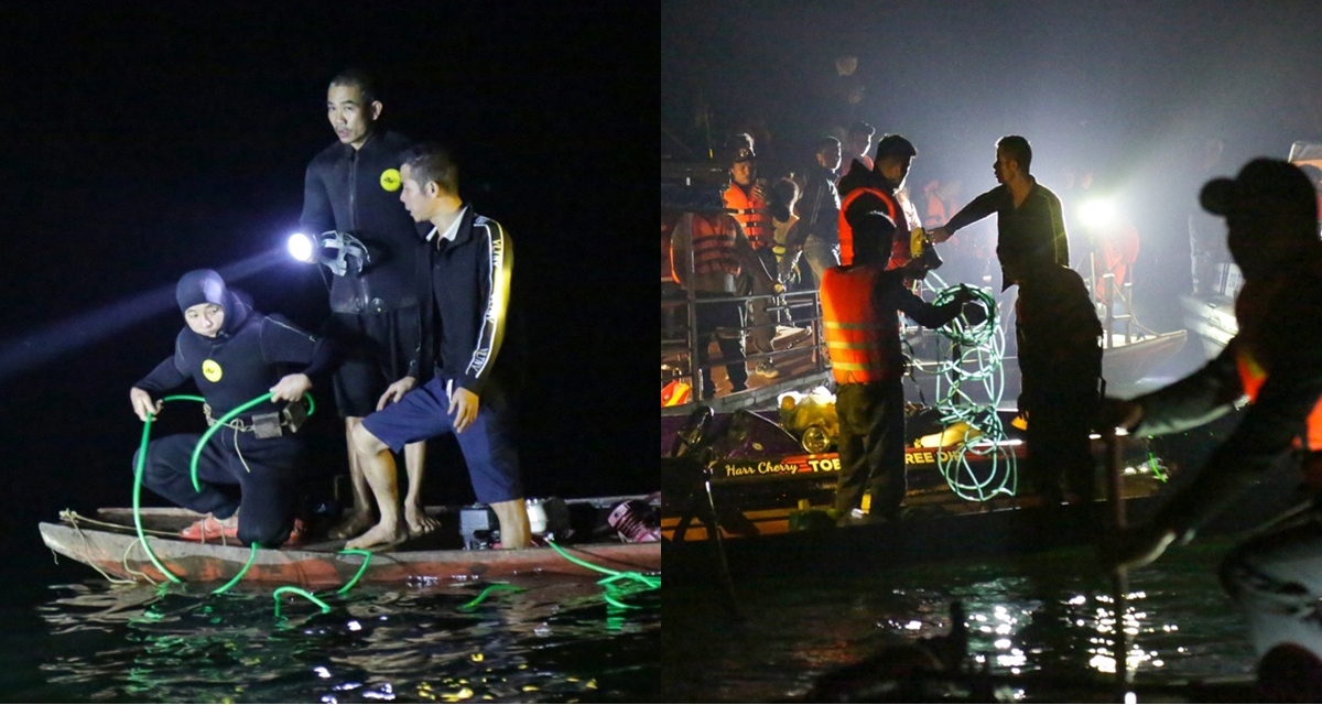 T&igrave;nh h&igrave;nh t&igrave;m kiếm người mất t&iacute;ch v&igrave; lật t&agrave;u hồ Th&aacute;c B&agrave;, thợ lặn l&agrave;m việc xuy&ecirc;n đ&ecirc;m trong kh&oacute; khăn