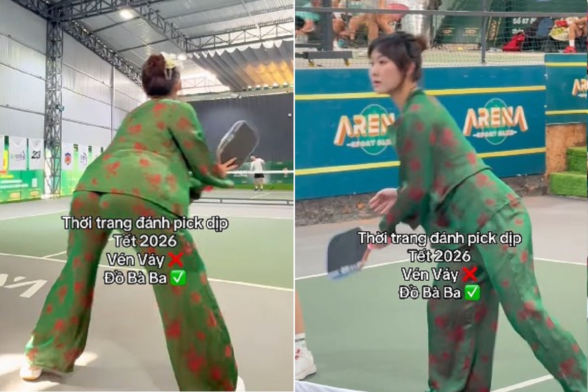Từ bỏ phong c&aacute;ch \'v&eacute;n v&aacute;y\', n&agrave;ng Kim lại đốt ch&aacute;y s&acirc;n pickleball với &aacute;o b&agrave; ba
