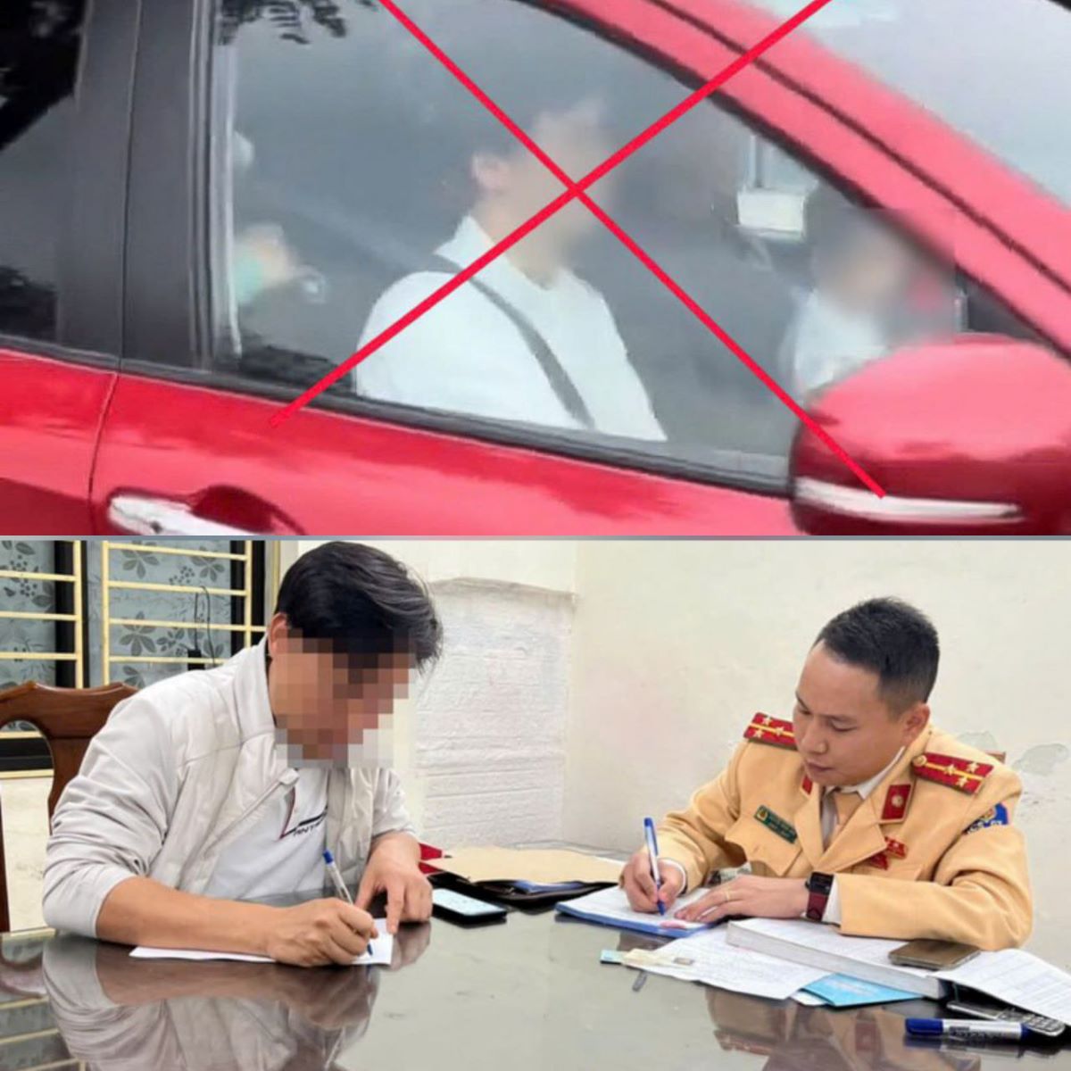 C&ocirc;ng an triệu tập người đ&agrave;n &ocirc;ng vừa l&aacute;i &ocirc; t&ocirc; vừa &ocirc;m trẻ trong l&ograve;ng: T&agrave;i xế n&oacute;i g&igrave;?