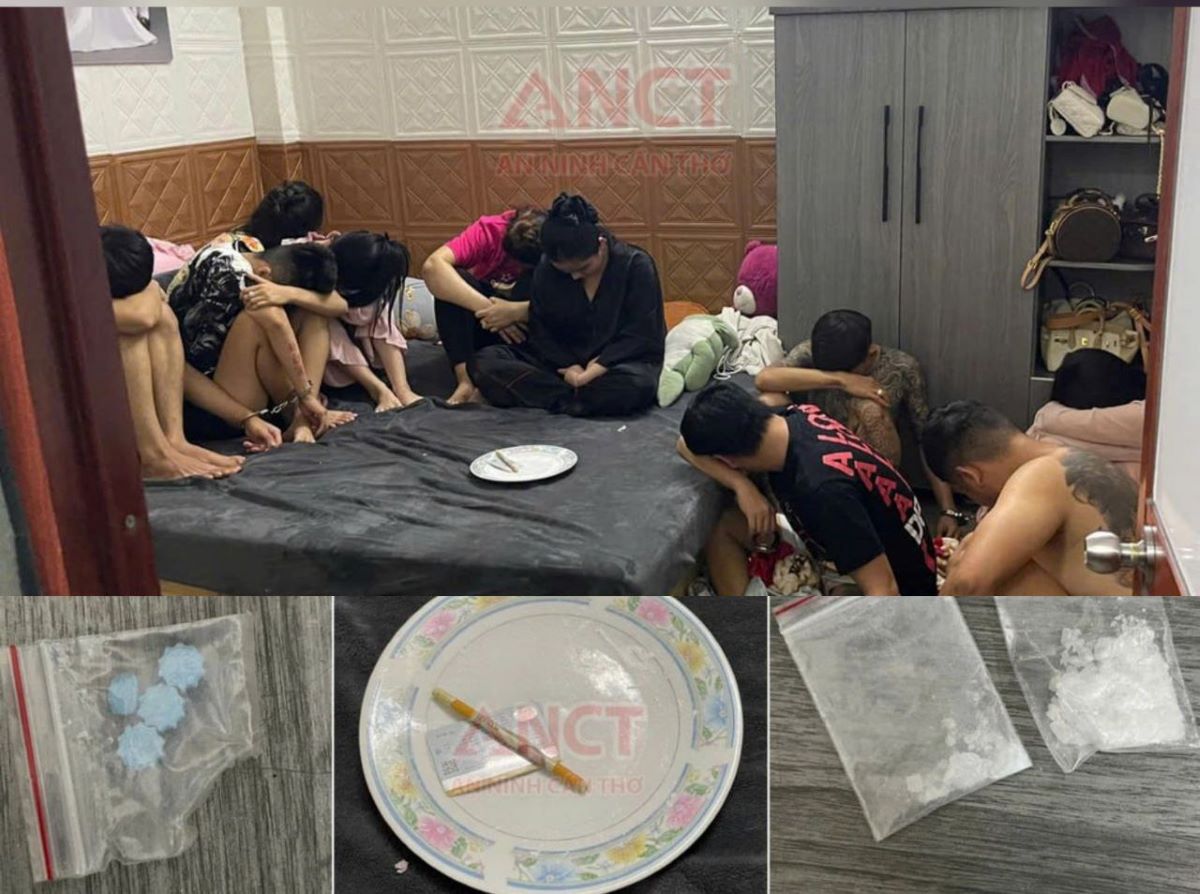 Cận cảnh hiện trường 10 nam nữ &lsquo;ph&ecirc;&rsquo; ma t&uacute;y tập thể trong ph&ograve;ng ngủ: Lộ diện loạt tang vật g&acirc;y ch&uacute; &yacute;