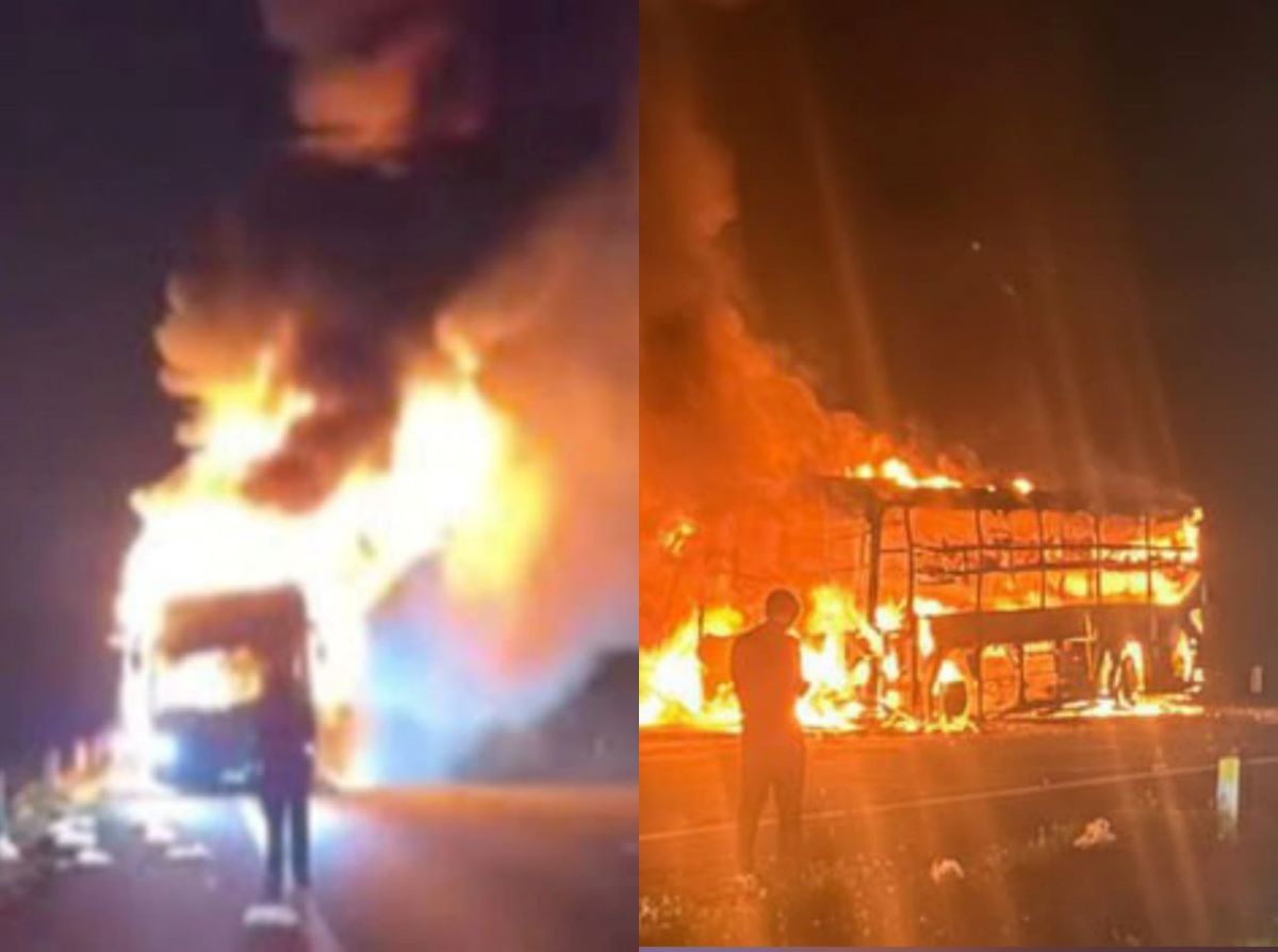 Nguy&ecirc;n nh&acirc;n vụ xe kh&aacute;ch giường nằm chở 46 người bốc ch&aacute;y trơ khung trong đ&ecirc;m ở Đắk Lắk