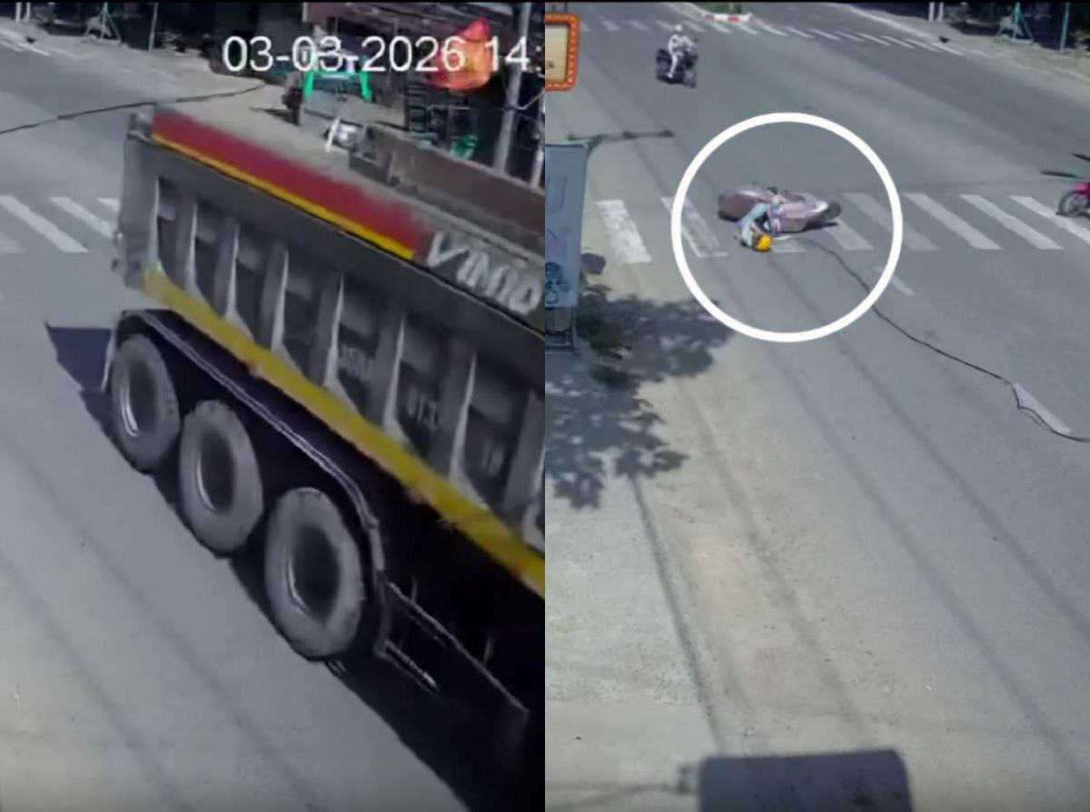 Phẫn nộ clip xe tải k&eacute;o đứt d&acirc;y điện, &lsquo;quật&rsquo; ng&atilde; người đi đường rồi ngang nhi&ecirc;n bỏ chạy