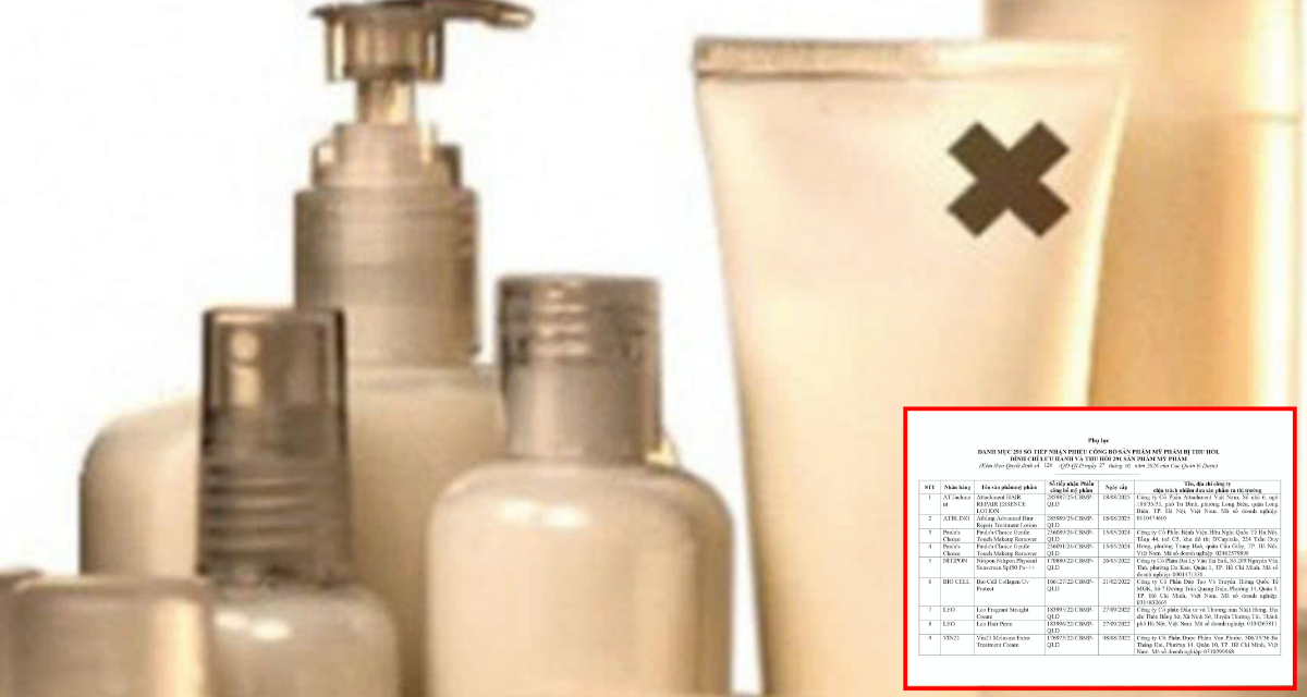 Danh s&aacute;ch 291 mỹ phẩm bị thu hồi do chứa chất cấm, nhiều h&atilde;ng dừng lưu h&agrave;nh to&agrave;n quốc 